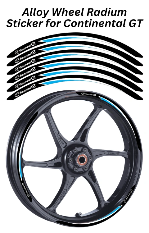 Alloy Wheel Radium Sticker Compatible with Continental GT 650 | Made in Premium Radium with FPF (Fade Protection Film), Waterproof, Precut Sticker, Pack Of 12